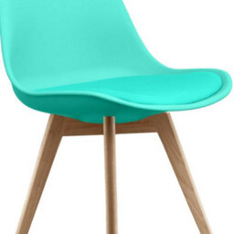 Fusion Living Soho  Aqua Plastic Dining Chair With Squared Light Wood Legs - thumbnail 3