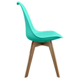 Fusion Living Soho  Aqua Plastic Dining Chair With Squared Light Wood Legs - thumbnail 6