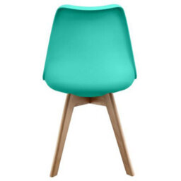 Fusion Living Soho  Aqua Plastic Dining Chair With Squared Light Wood Legs - thumbnail 4