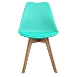 Fusion Living Soho  Aqua Plastic Dining Chair With Squared Light Wood Legs - thumbnail 7
