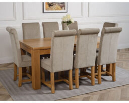 That's Furniture Dakota 182 X 92 Cm Chunky Oak Large Dining Table And 8 Chairs Dining Set With Washington Grey Fabric Chairs - thumbnail 3