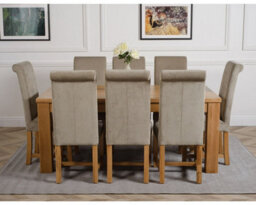 That's Furniture Dakota 182 X 92 Cm Chunky Oak Large Dining Table And 8 Chairs Dining Set With Washington Grey Fabric Chairs - thumbnail 2