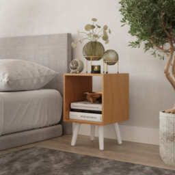 Urbn-Living Urbnliving 30Cm Height Beech Wooden Storage Cube Bookcase Scandinavian Style White Legs Living Room Bedroom - thumbnail 3