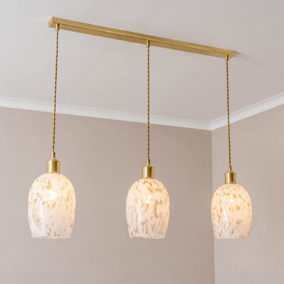 Valuelights India Confetti Glass Shade 3 Drop Gold Diner Ceiling Pendant Light And Led Bulbs - image 1