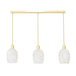 Valuelights India Confetti Glass Shade 3 Drop Gold Diner Ceiling Pendant Light And Led Bulbs - thumbnail 2