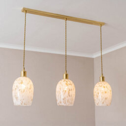 Valuelights India Confetti Glass Shade 3 Drop Gold Diner Ceiling Pendant Light And Led Bulbs - thumbnail 1
