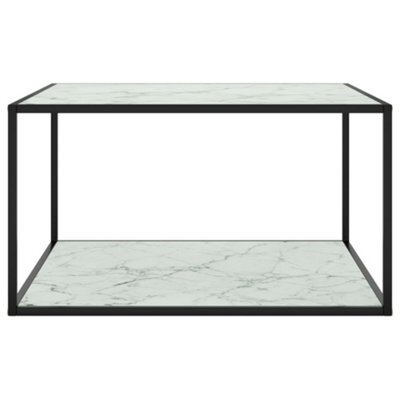 Berkfield Modern Coffee Table Black With White Marble Glass 90X90X50 Cm - image 1