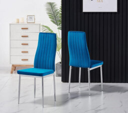 Furnizone UK Nexus 4-Seater 90Cm Round Clear Glass Dining Table And 4 Monza Blue Velvet Chairs - thumbnail 5