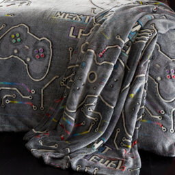 Catherine Lansfield Game Over Glow In The Dark Fleece Cosy Fleece 130X170Cm Blanket Throw Black - thumbnail 3