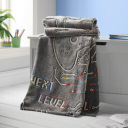 Catherine Lansfield Game Over Glow In The Dark Fleece Cosy Fleece 130X170Cm Blanket Throw Black