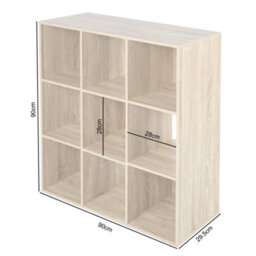 Jane - 3X3 Bookcase - Cube Storage Boxes (Oak) - thumbnail 5