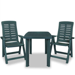 Berkfield 3 Piece Bistro Set Plastic Green - thumbnail 2