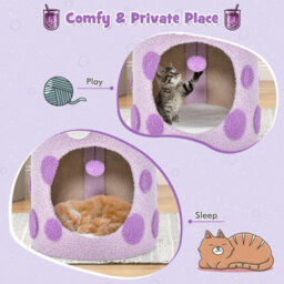 Costway Bubble Tea Cat Tree Tower Cat Condo Furniture W/ Scratching Post Dangling Ball - thumbnail 3
