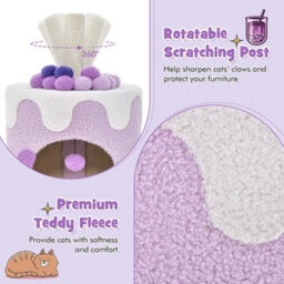 Costway Bubble Tea Cat Tree Tower Cat Condo Furniture W/ Scratching Post Dangling Ball - thumbnail 4