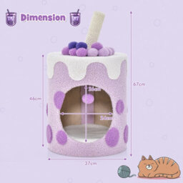 Costway Bubble Tea Cat Tree Tower Cat Condo Furniture W/ Scratching Post Dangling Ball - thumbnail 2