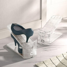 Set Of 10 Clear Adjustable Shoe Slot Organisers Space Saving Stackable Holders For Heels Sneakers Trainers Sandals - thumbnail 3