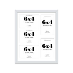14X11 Inch 5 Opening Photo Collage Frame, Display Five 6X4 Inch Photos, Multi Aperture Family Picture Frame, Light Grey - thumbnail 2