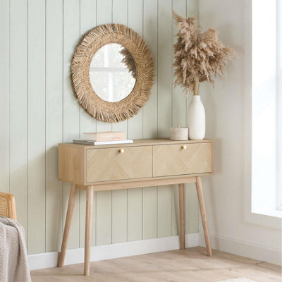 Birlea Herringford Console Table Hall Table Dressing Table Oak Parquet Design - image 1