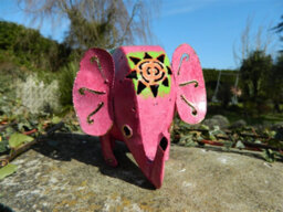 Metal Standing Pink Elephant Tea Light Candle Holder - thumbnail 2
