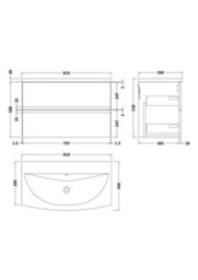 Hudson Reed Urban Soft Black Wall Hung 2 Drawer Vanity Unit And 1 Tap Hole Basin With Silent Close, 525 X 810 X 440 - thumbnail 6