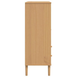 Walplus Highboard Senja Rattan Look Brown 90X40X112 Cm Solid Wood Pine - thumbnail 7
