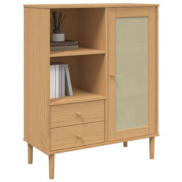 Walplus Highboard Senja Rattan Look Brown 90X40X112 Cm Solid Wood Pine - thumbnail 3