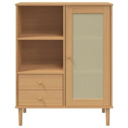 Walplus Highboard Senja Rattan Look Brown 90X40X112 Cm Solid Wood Pine - thumbnail 5
