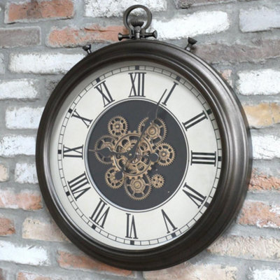 Oakleystone Northern Rustic Clock With Cogs Wall Mounted Home Decor - image 1