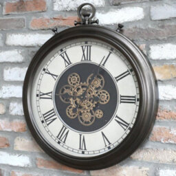 Oakleystone Northern Rustic Clock With Cogs Wall Mounted Home Decor - thumbnail 2