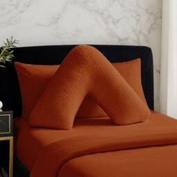 Teddy Bear Fleece Super Soft Cosy V Shape Pillowcase Orange