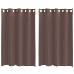 Walplus Voile Curtains With Grommets 2 Pcs Brown 140X175 Cm - thumbnail 2