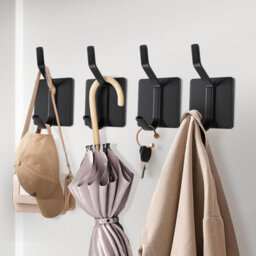 Adhesive Wall Hooks, 4 Pieces Wall-Mounted Coat Rack Without Drilling, Bathroom Towel Rack - thumbnail 2