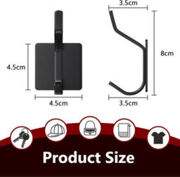 Adhesive Wall Hooks, 4 Pieces Wall-Mounted Coat Rack Without Drilling, Bathroom Towel Rack - thumbnail 3