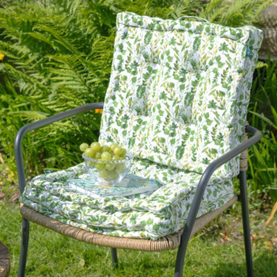 Dibor Set Of 2 Green Leaf Print Outdoor Garden Chair Seat Pad Cushions - image 1