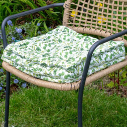 Dibor Set Of 2 Green Leaf Print Outdoor Garden Chair Seat Pad Cushions - thumbnail 3