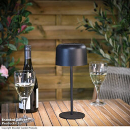 Garden Gear Solar Metal Table Touch Led Lamp, Waterproof, Usb & Solar Powered, Cordless Outdoor & Indoor Light (Black/white) - thumbnail 1