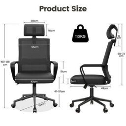 Black Mesh Office Ergonomic Chair Swivel Lift Computer Desk Adjustable Height - thumbnail 2
