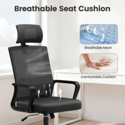 Black Mesh Office Ergonomic Chair Swivel Lift Computer Desk Adjustable Height - thumbnail 4