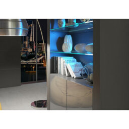 Creative Furniture Spectrum Display Cabinet 170Cm - Dark Grey With Gloss Doors And Led Lights - thumbnail 4