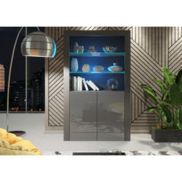 Creative Furniture Spectrum Display Cabinet 170Cm - Dark Grey With Gloss Doors And Led Lights - thumbnail 2
