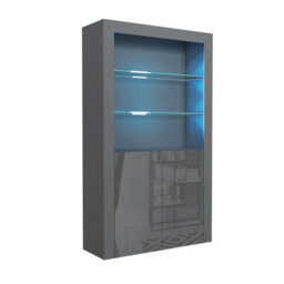 Creative Furniture Spectrum Display Cabinet 170Cm - Dark Grey With Gloss Doors And Led Lights - thumbnail 8
