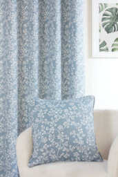 Sundour Sade - Fully Lined Floral Curtains - Eyelet - Polycotton (Blue, Filled Cover - 18'' X 18'' (Single)) - thumbnail 4