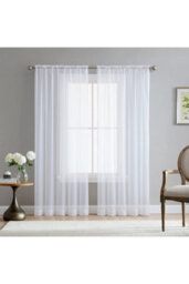 Garden Sanctuary Pure White Plain Voile Curtain Panel Window Sheer,  Breathable Tulle Curtain, W 100Cm H 200Cm - thumbnail 2