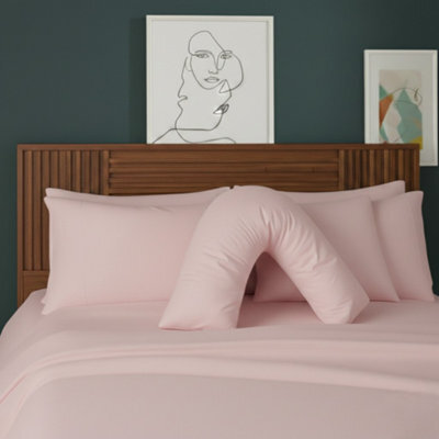 V Shape Pillowcase For Support Maternity Pillows Polycotton Easy Care Pink - image 1