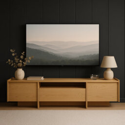 Impact Furniture Tv Cabinet Unit Extra Large 200Cm Wide Stand For Up To 80 Inch Tv Storage Doors Washed Light Oak Modern Japandi - thumbnail 8