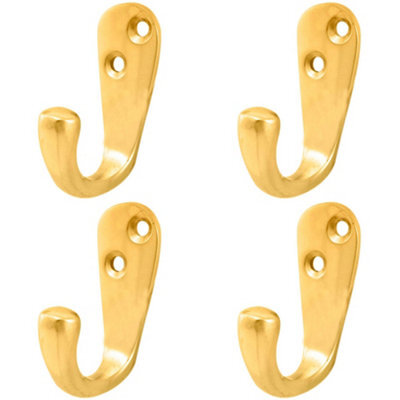 Loops 4 Pack - Victorian Oval Single Robe Coat Hook - Wall Mounted Gown Holder Polished Brass - image 1