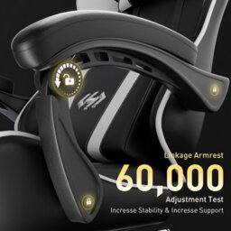 Precision Synergie Gaming Chair For Adults, Reclining Computer Chair With Footrest, Lumbar Support, Headrest, White Black - thumbnail 3