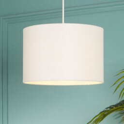 Lighting Collection Cream Loom Soft Textured Neutral Fabric Drum Pendant Shade 30Cm - thumbnail 1