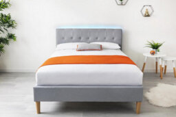 Torton Led Grey Fabric Upholstered Bed - Double 4Ft6 - thumbnail 3