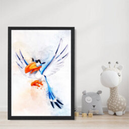 Artze Wall Art Zazu Watercolour Lion King Art Print With Black Frame Size: A4 - thumbnail 2